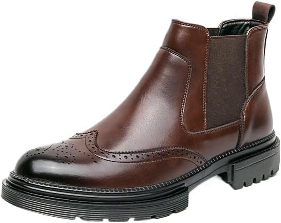 

Мужские ботинки Челси, кожаные с гладкой отделкой, без застежек, повседневные или формальные, противоскользящие и износостойкие, легкие, дышащие Zestrelax, коричневый