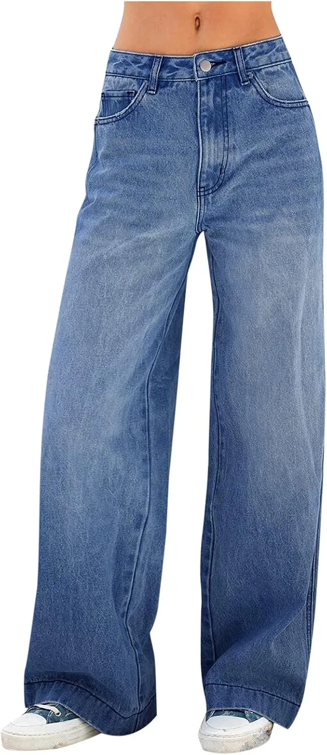 

Джинсы JiXiang для женщин Baggy Wide Straight Leg High Waisted Stretchy Boyfriend