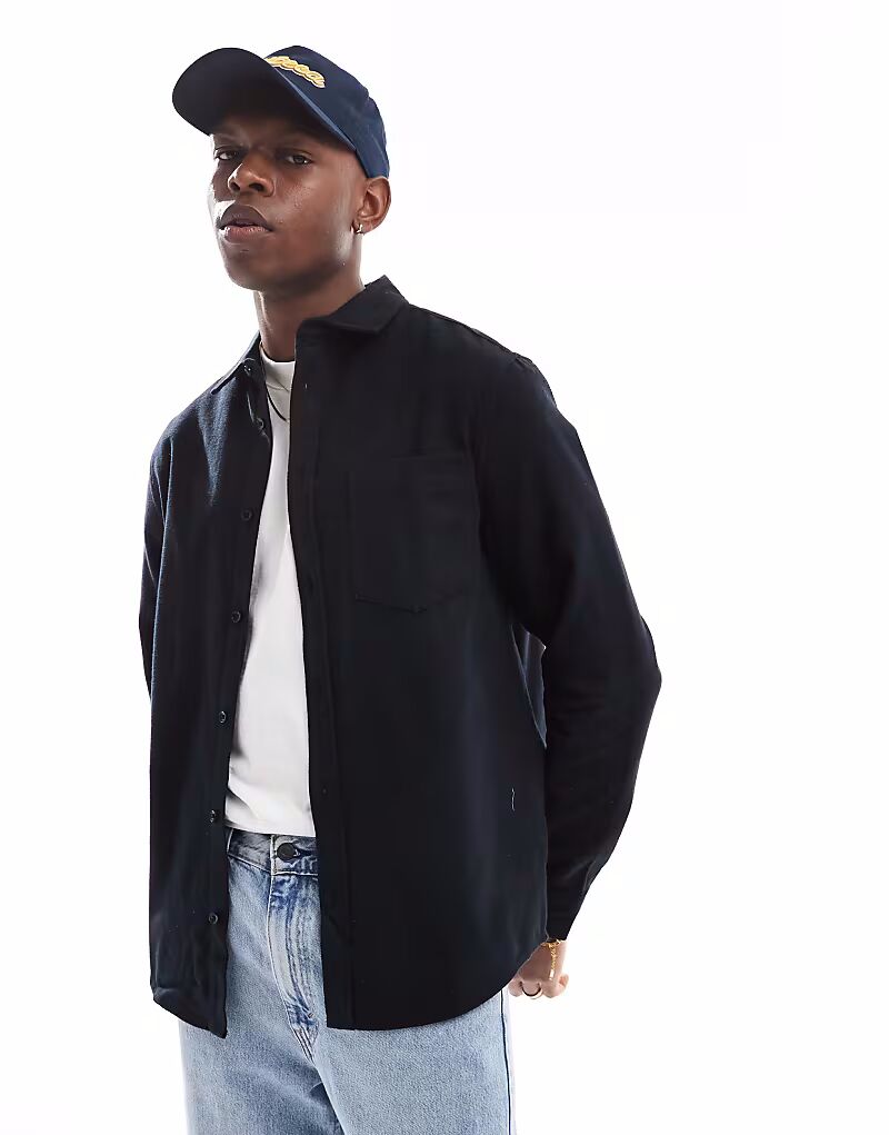 

Рубашка оксфорд из матовой ткани ASOS DESIGN черного цвета