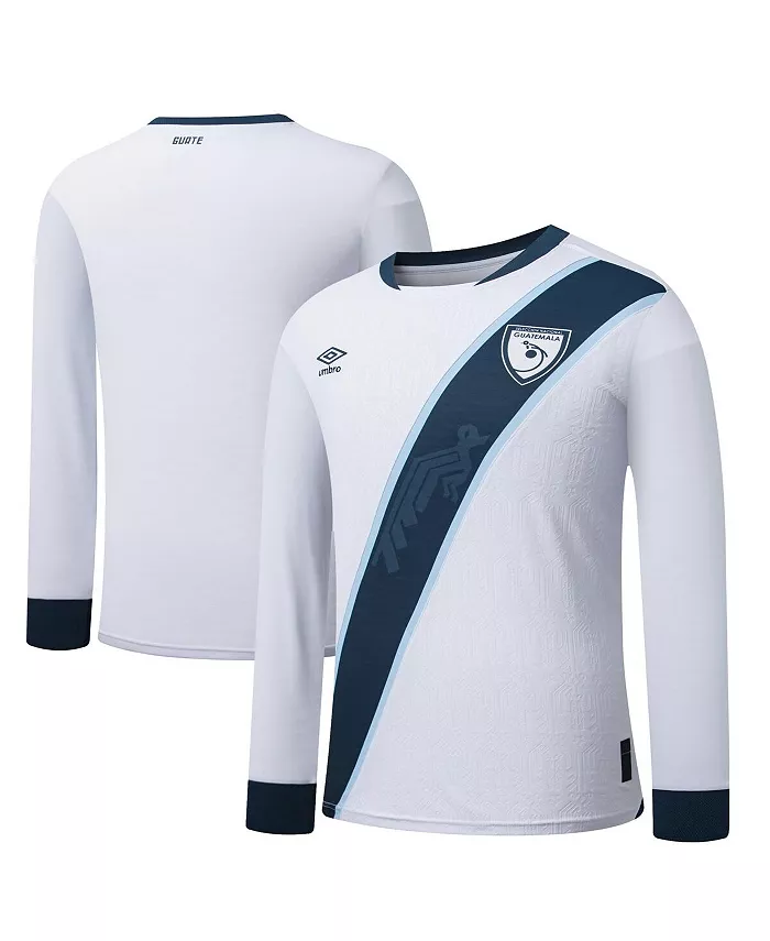 

Мужская белая реплика домашней футболки сборной Гватемалы 2025 года с длинными рукавами Umbro