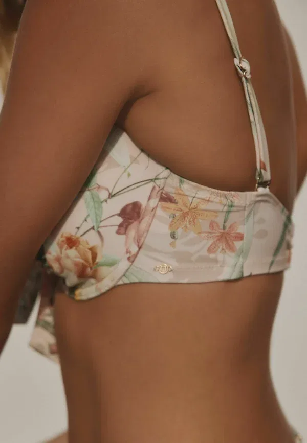 Топ-бикини Next Regular fit bow wired bandeau bikini top, розовый флоральный — фото 3