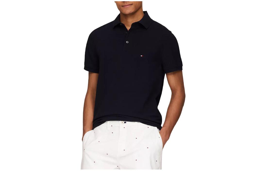 Tommy Hilfiger Томми Поло Slim Fit Мужская черная — фото 3