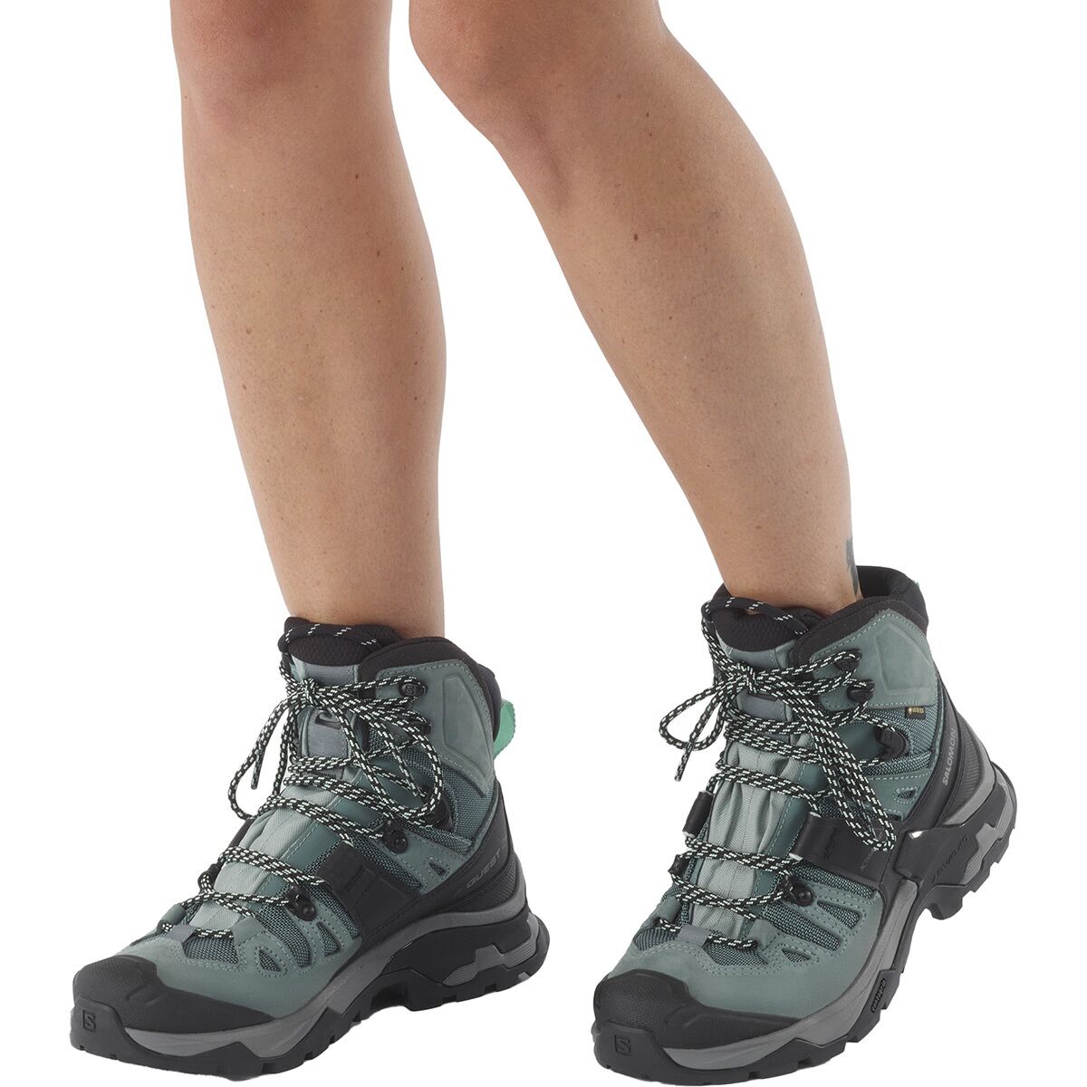 Туристические ботинки женские Salomon Quest 4 - 2024 с мембраной GORE-TEX, зелено-черный — фото 2