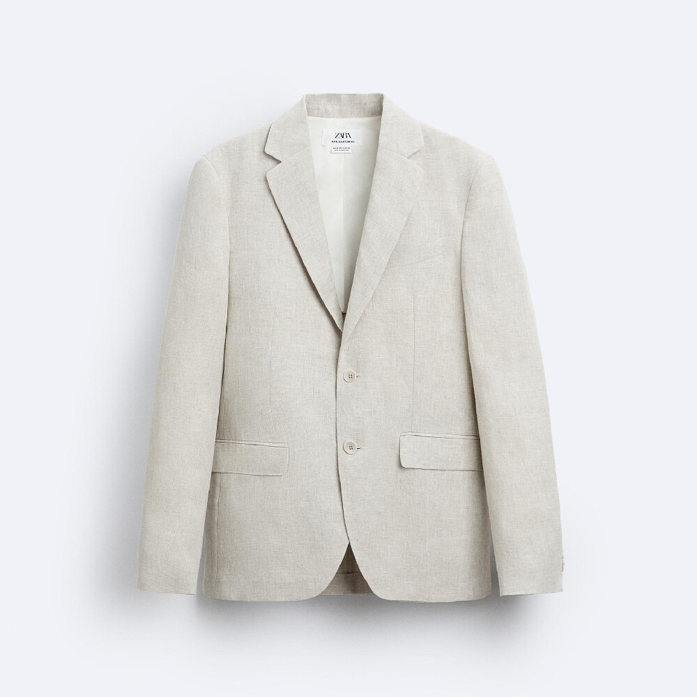 

Пиджак Zara 100% Linen Suit, светло-бежевый
