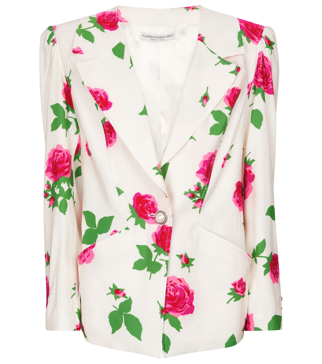 

Блейзер из цветочного фая Alessandra Rich, White-Pink
