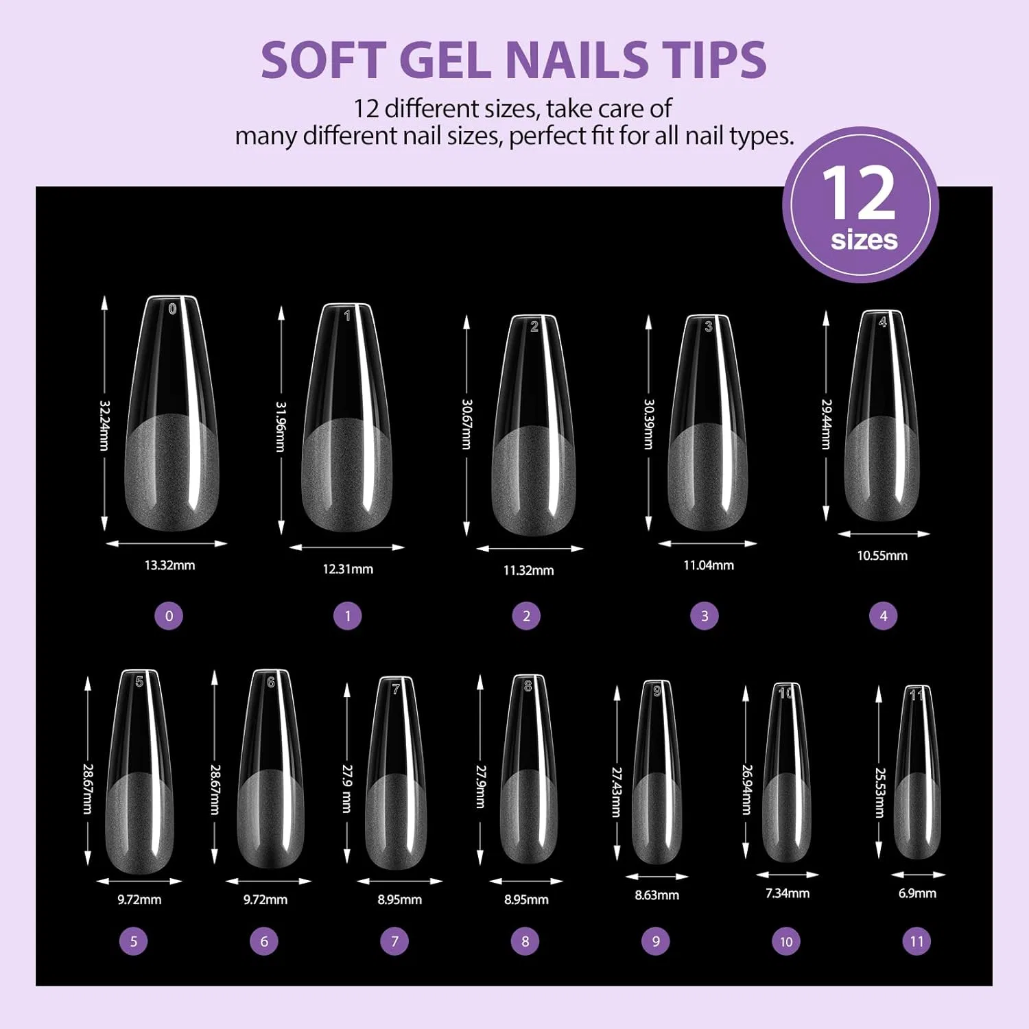 Набор для наращивания ногтей «Gel Nail X Extension» от Saviland Saviland, Medium Ballerina - 500 Pieces — фото 4