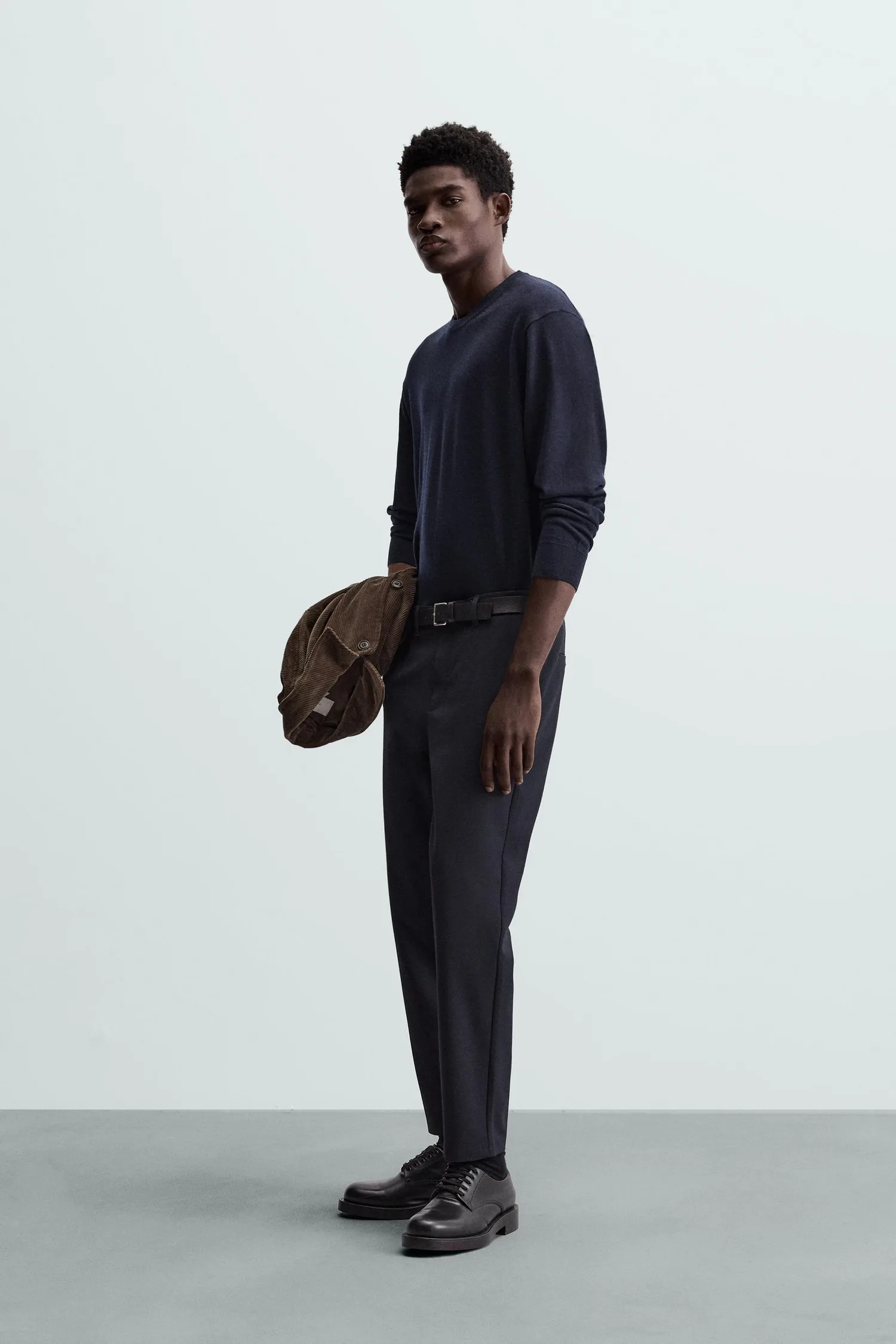 Удобные текстурированные брюки-чинос Zara, темно-синий — фото 4