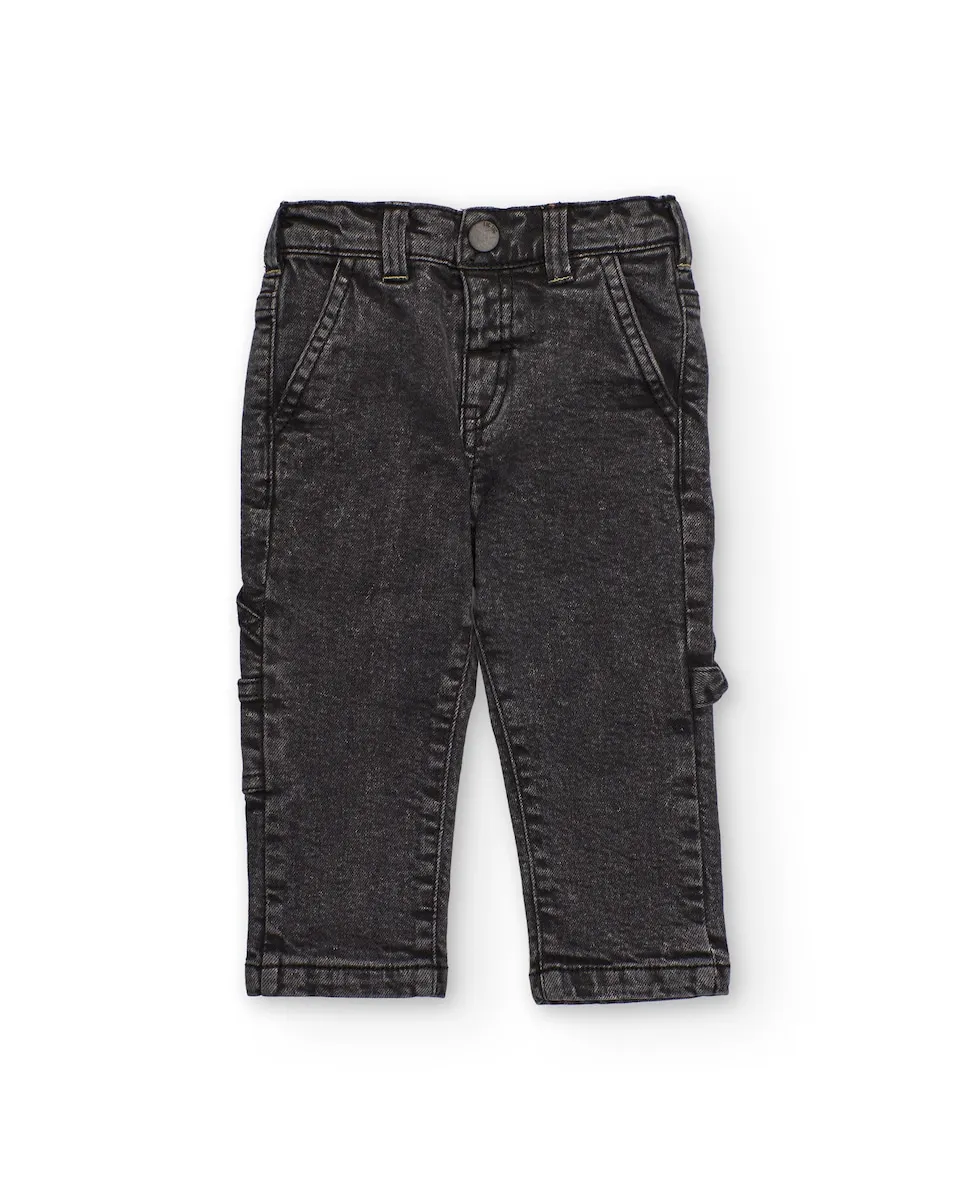 

Детские карго-брюки черного цвета с потертостями и множеством карманов Tuc tuc