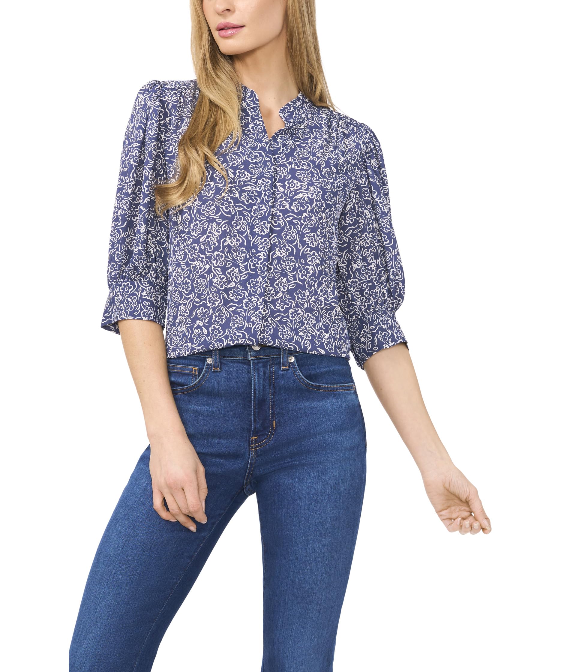 

Топ CeCe Open Collar Short, цвет Ocean Blue