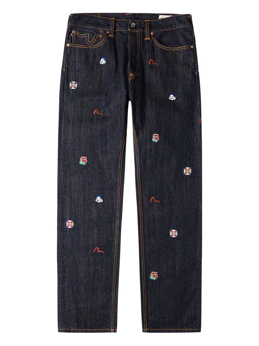 

Джинсы из денима с вышивкой Evisu, синий