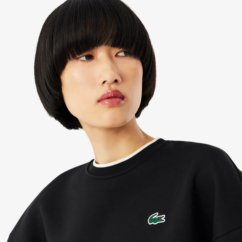Свитшот женский Lacoste Crewneck, спортивный, черный — фото 2