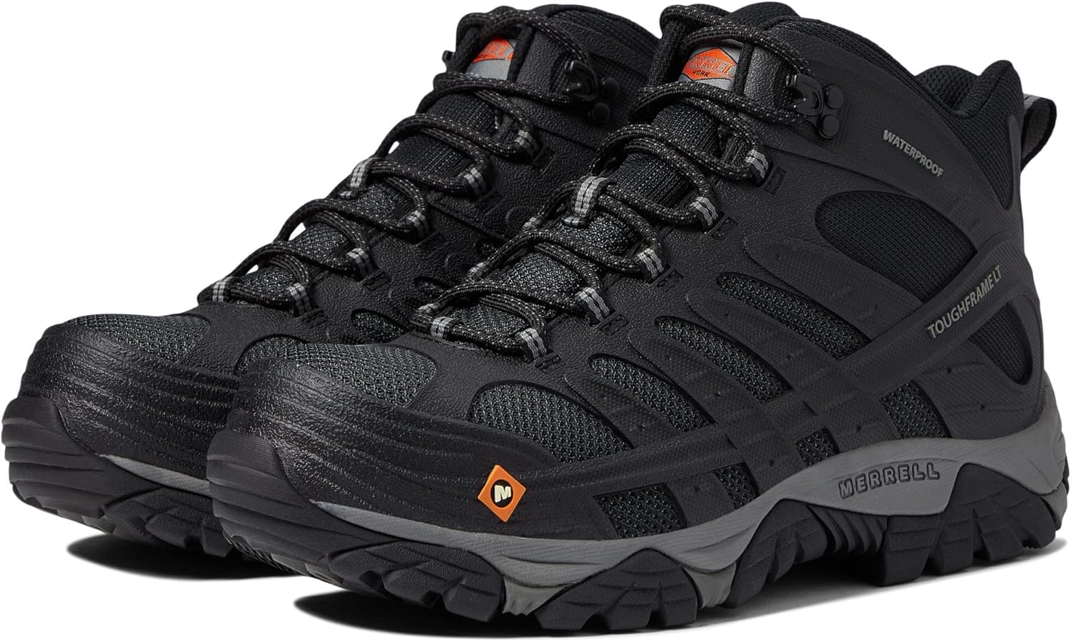 

Мужские ботинки MERRELL Moab Velocity Tactical Mid с углеродным носком (CF), водонепроницаемые, дышащие, маслостойкие и противоскользящие, с промежуточной подошвой EVA, черный