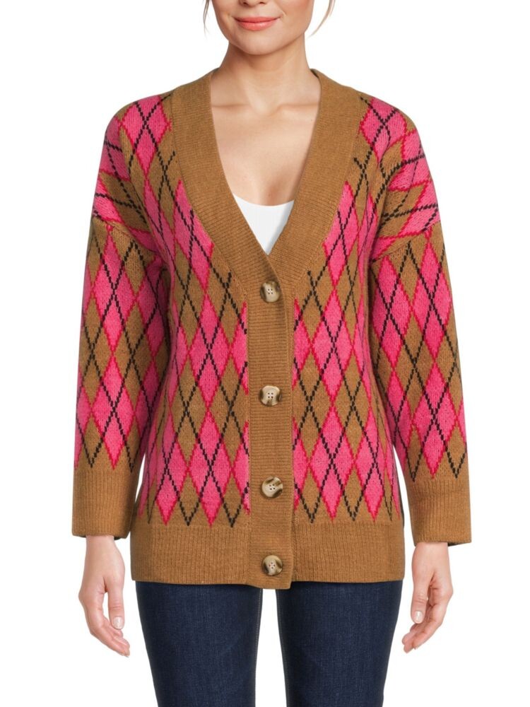 

Кардиган из смесовой шерсти с узором Argyle 70/21, цвет Red Brown Multi