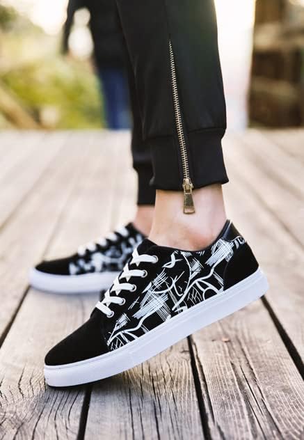 Кроссовки tazimall Men's Casual Canvas Shoes Low Cut Student Shoes, черный — фото 4