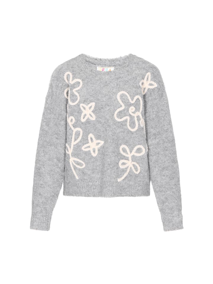 

Женский свитер светло-серого меланжевого цвета IZIA