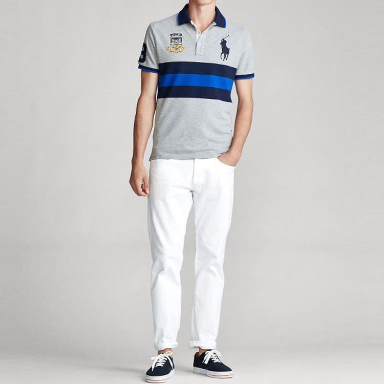 Футболка поло мужская серая Polo Ralph Lauren — фото 3