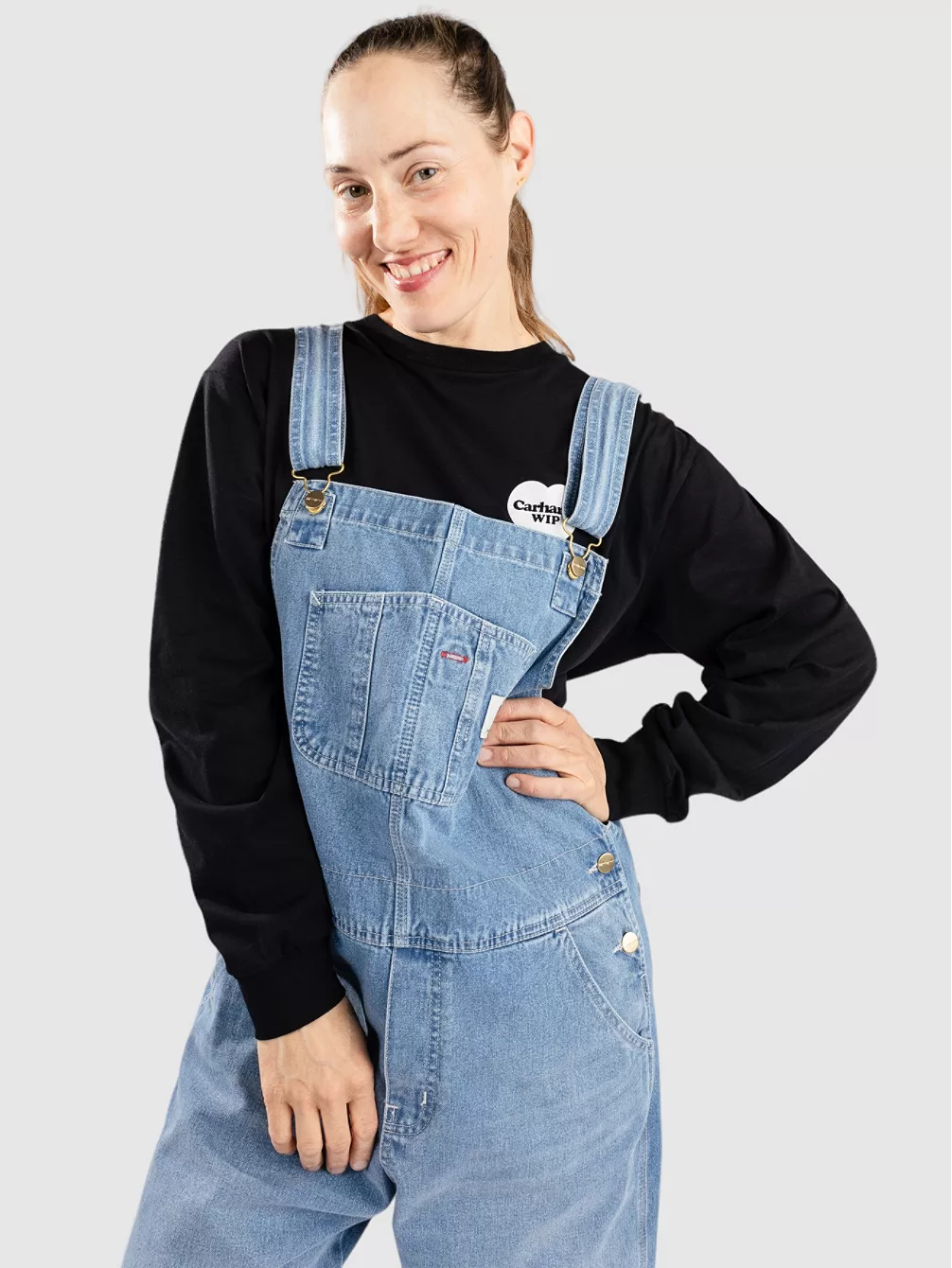 

Комбинезон с нагрудником, прямые джинсы, комбинезон Carhartt Wip, синий