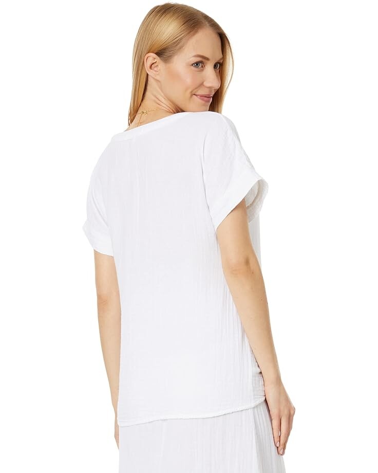 

Топ Mod-o-doc Double Layer Gauze Short Dolman Sleeve Top, белый
