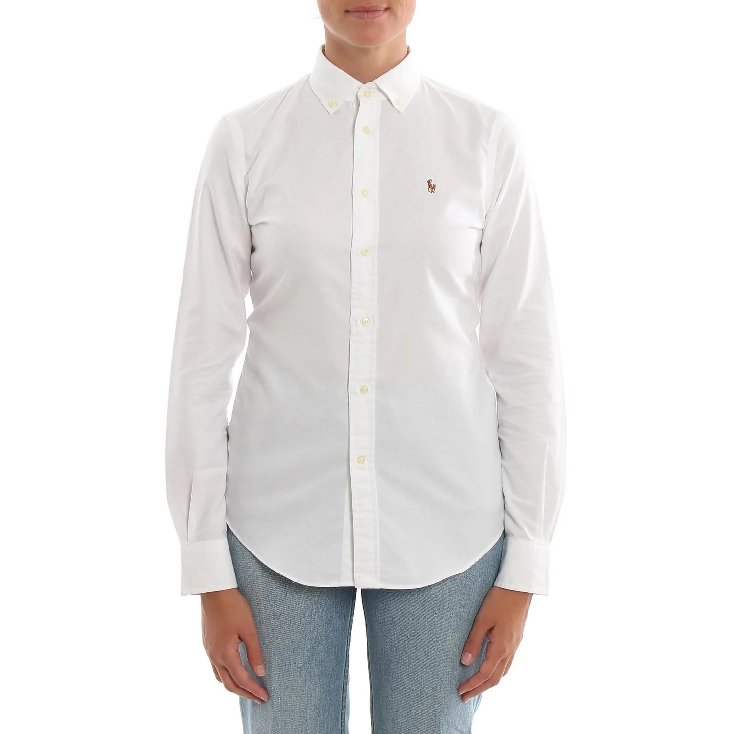 Хлопковая рубашка slim-fit Polo Ralph Lauren, белый — фото 4