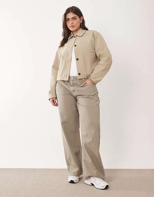 

Светло-шалфейные мешковатые джинсы с низкой посадкой ASOS DESIGN Curve