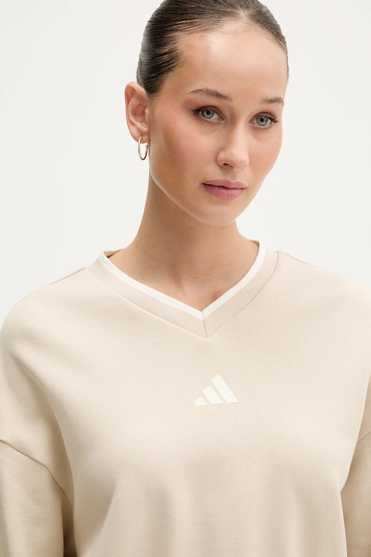 Хлопковая толстовка стадионного типа Adidas, бежевый — фото 4