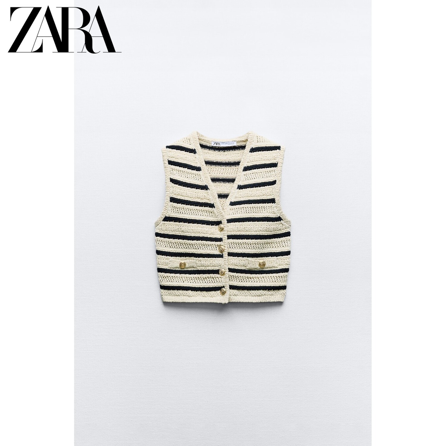 

Топ женский Zara в полоску, белый / черный