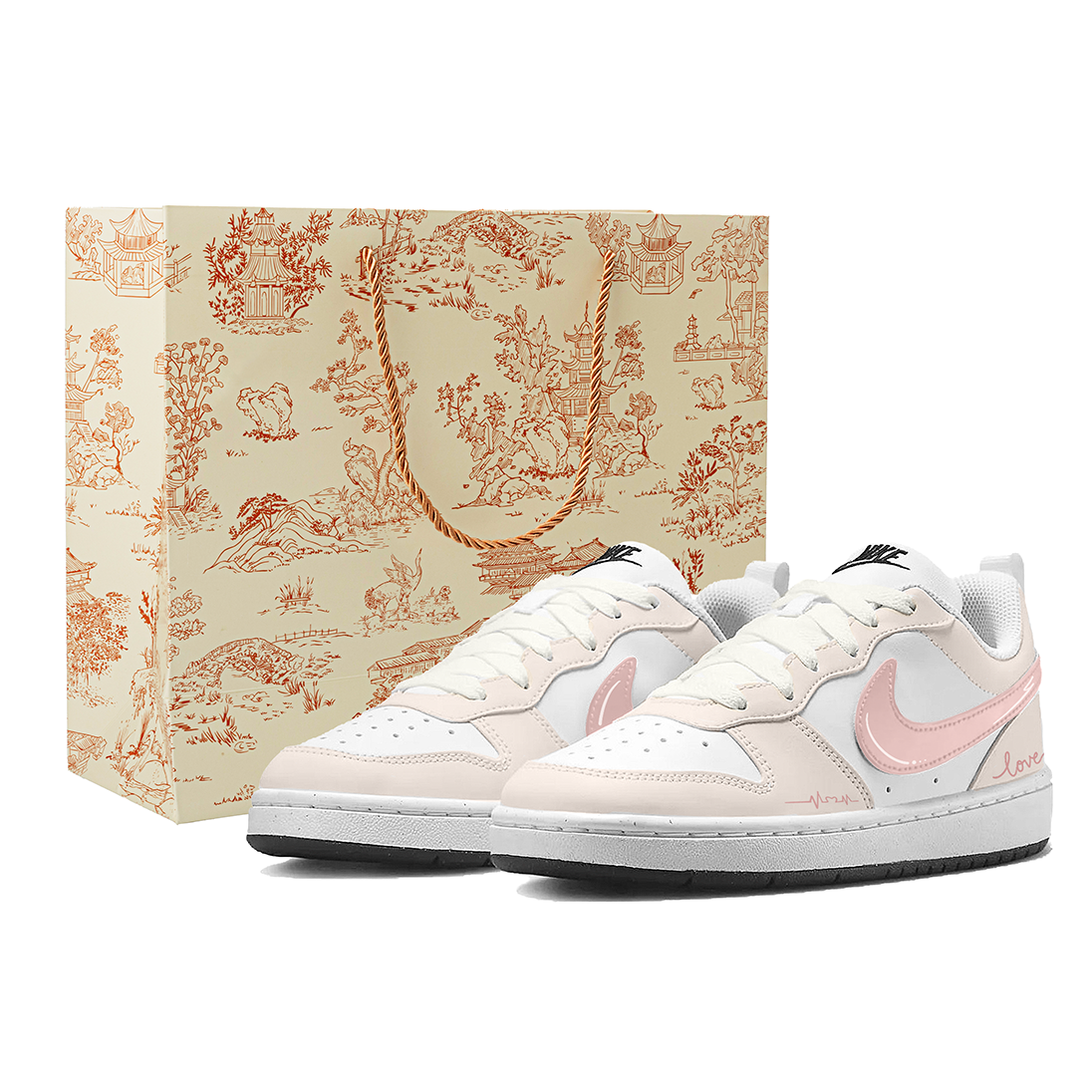 

Детские кроссовки для скейтбординга Court Borough Romantic Affection с низким верхом, устойчивые к истиранию, для подростков Nike, розовый