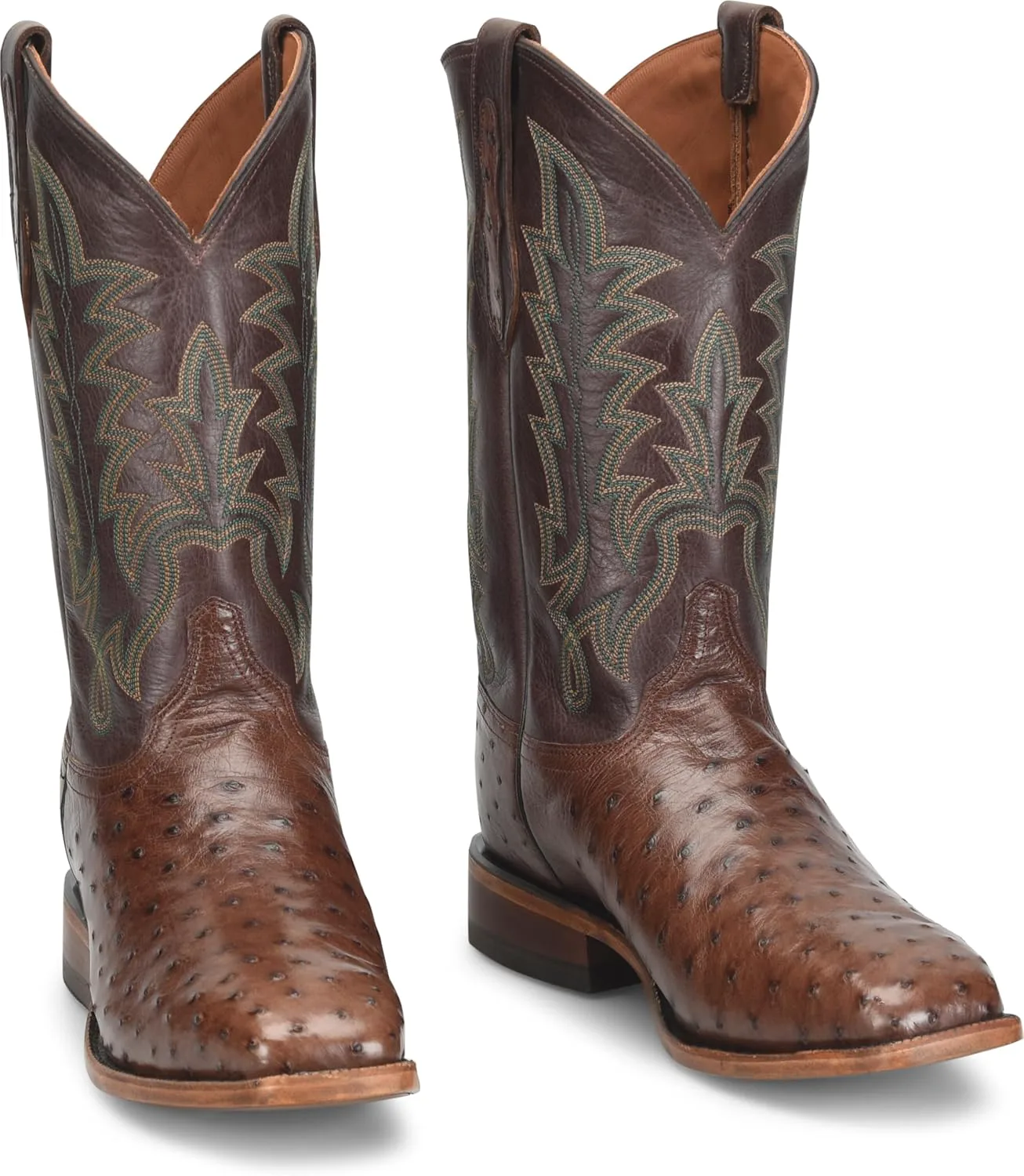 Мужские вестерн-башмаки Justin Rancher 12" Ostrich Cowboy, из натуральной кожи, вестерн-стиль, прочное исполнение, удобная посадка, коричневый — фото 2