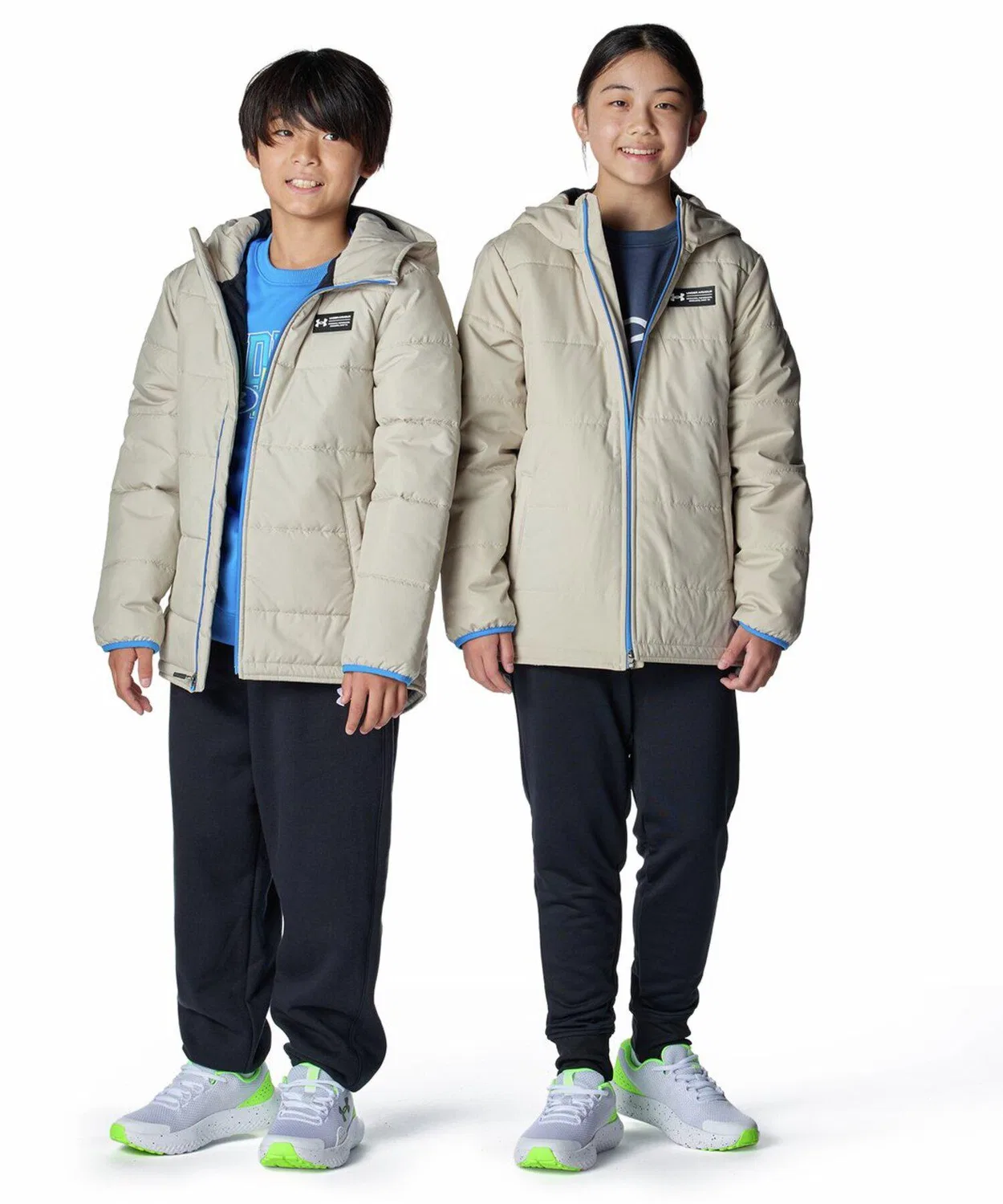Куртка детская UA Insulation Full Zip, утеплённая, бренд Under Armour, бежевая — фото 3