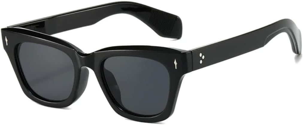 

Солнцезащитные очки для мужчин и женщин - защита UV400 - прозрачные линзы Ocean, модель «кошачий глаз», декоративная заклепка, для занятий спортом на открытом воздухе и вождения DSVIGF, Black Gray