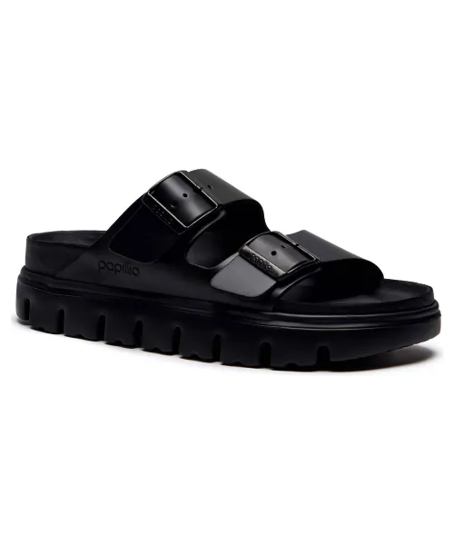 Тапочки Arizona Pap из массивной кожи Narrow fit Birkenstock, черный