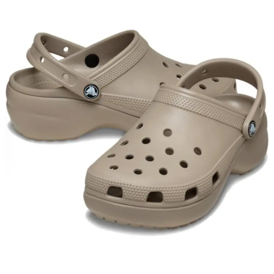 Сандалии (WMNS) Crocs Classic Plaform Clog 'Taupe', желто-коричневый — фото 4