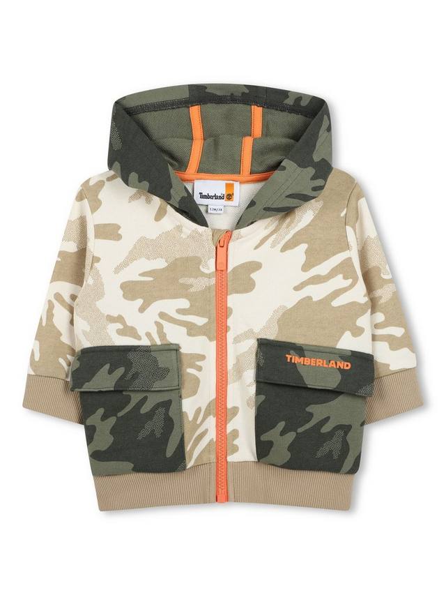

Детская камуфляжная толстовка на молнии Timberland, кремовый
