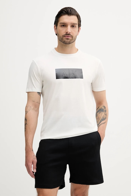 

Хлопковая футболка Armani Exchange, бежевый