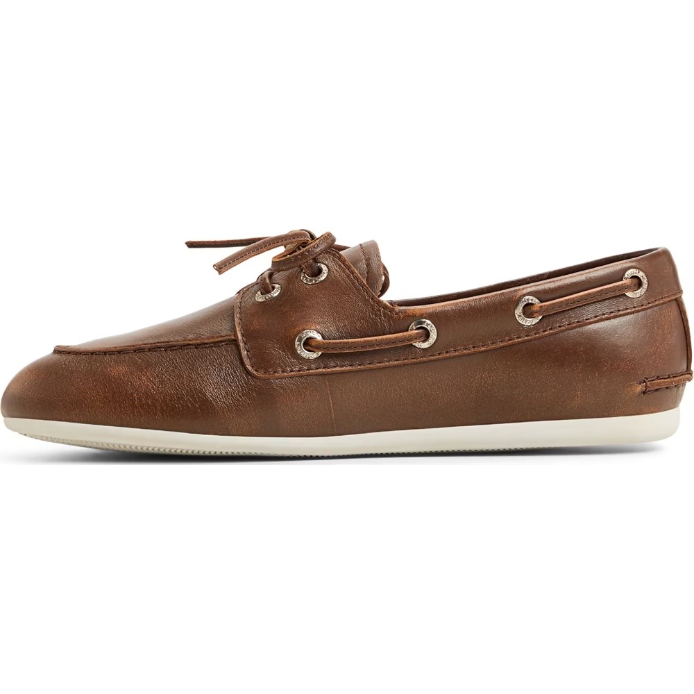 Тонкие кожаные туфли-лодочки Sperry, коричневый — фото 3