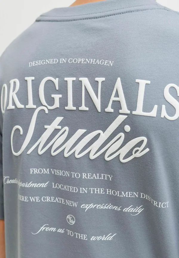Футболка с принтом jornorrebro typo tee crew neck print tshirt Jack & Jones Junior, Tradewinds — фото 4