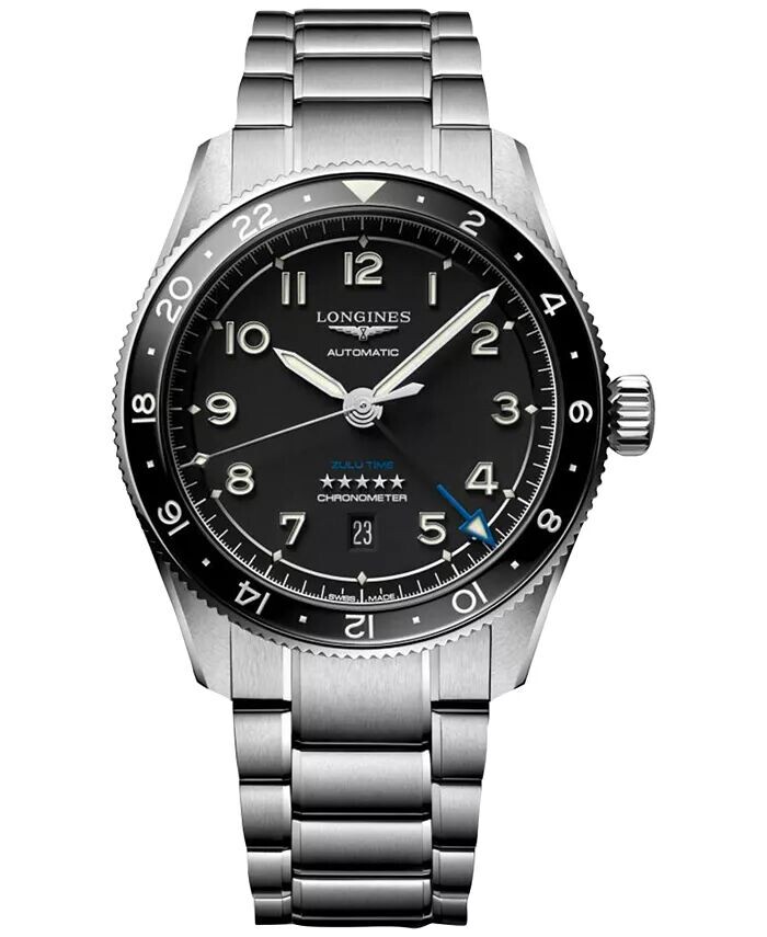 

Мужские швейцарские автоматические часы Spirit Zulu Time с браслетом из нержавеющей стали, 42 мм Longines