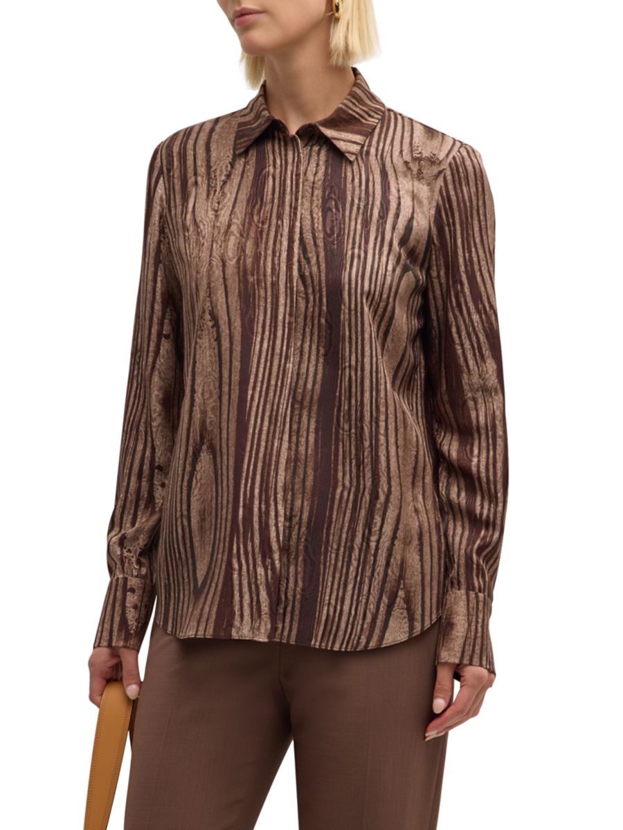 

Рубашка Scottie Silk Print Lafayette 148 New York, коричневый