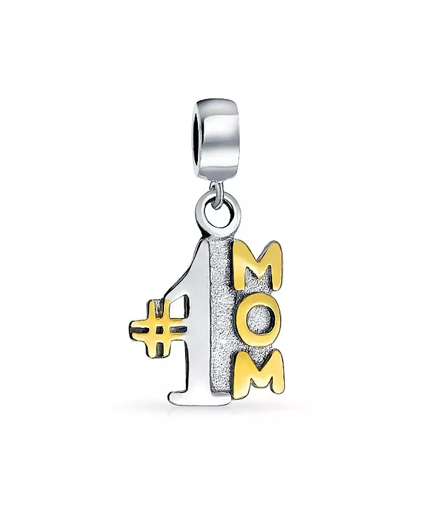 

Подвеска-Бусина №1 для мамы, позолоченное серебро 14 карат, для браслета матери и жены Bling Jewelry, two-tone
