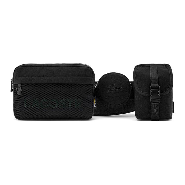 

LACOSTE Одно плечевая перекрестная поясная сумка на молнии унисекс черная, Black