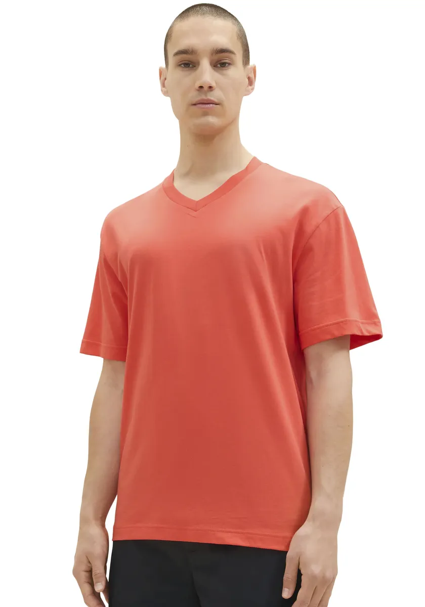 

Джинсовая футболка TOM TAILOR с закругленным V-образным вырезом Tom Tailor Denim, красный