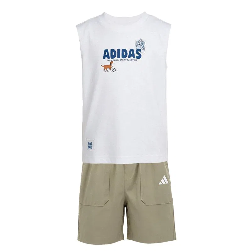 Детский спортивный костюм Adidas белый/кофейный — фото 3