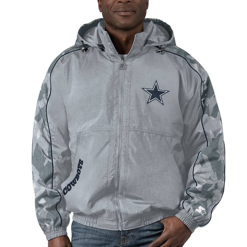 

Мужская стартовая толстовка с капюшоном и молнией во всю длину Dallas Cowboys Throwback Tuesday Night Lights Starter, цвет Cow Silver