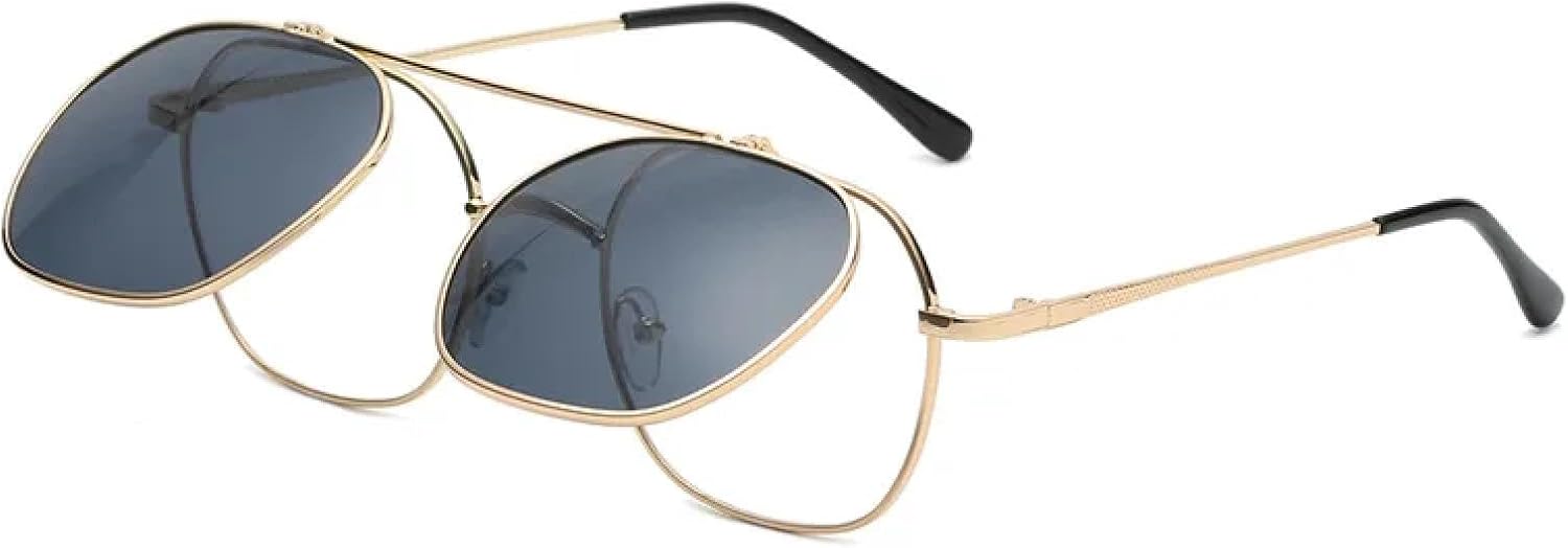 

Модные солнцезащитные очки-перевертыши для женщин, винтажные, в стиле металл-панк, для мужчин, нестандартной формы, с защитой от УФ-излучения UV400 TOIPASTN, Golden Gray