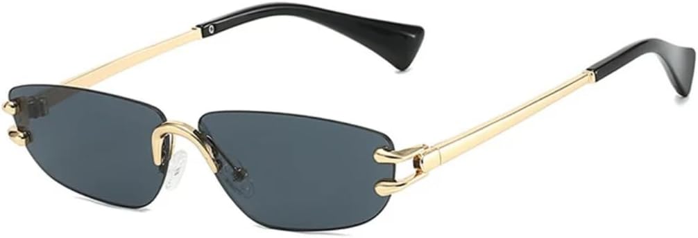 

Солнцезащитные очки с защитой от УФ-излучения UV400 | Без оправы, металлические, в стиле «кошачий глаз» | для женщин и мужчин, для занятий спортом на открытом воздухе и вождения DSVIGF, Gold-black