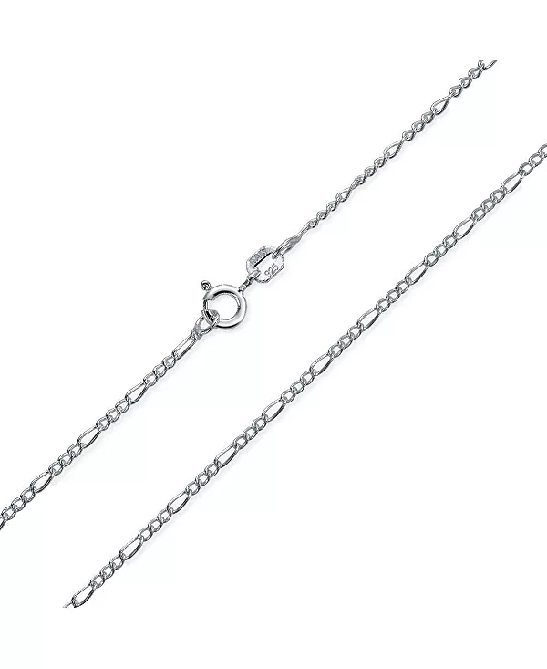 

Тонкое и легкое ожерелье из прочного цельного серебра 1,2 мм с цепочкой Фигаро длиной 20 дюймов Bling Jewelry, silver