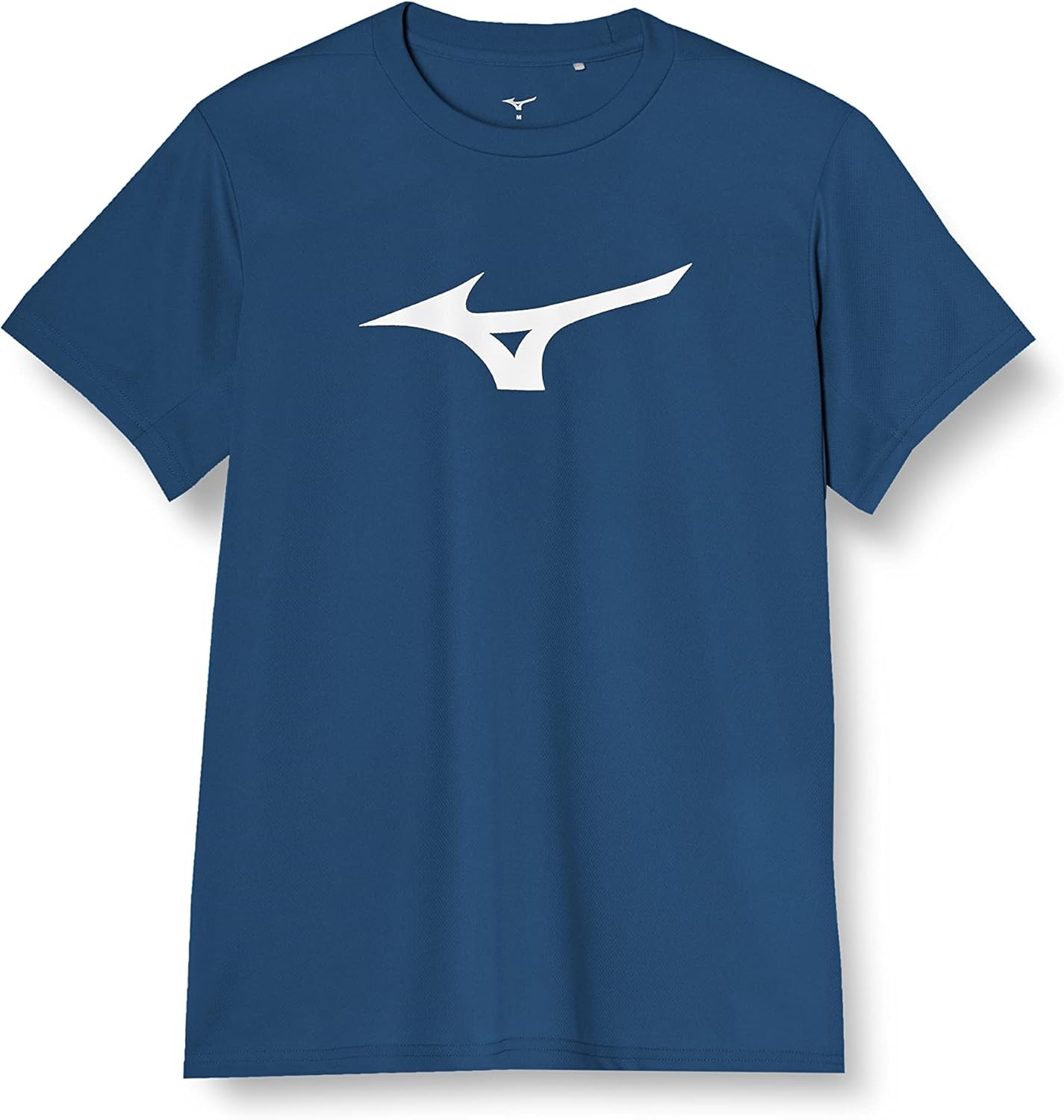 

Тренировочная футболка с коротким рукавом и большим логотипом, влагоотводящая и быстросохнущая, унисекс, для взрослых Mizuno, темно-синий