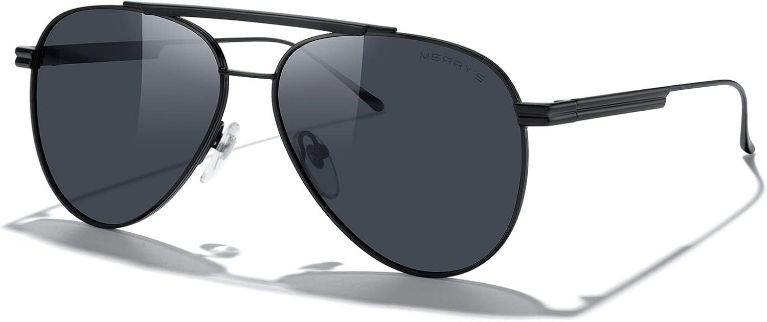 

Классические поляризованные солнцезащитные очки-авиаторы MERRY для женщин и мужчин, ретро-очки для вождения, защита от УФ-излучения UV400, металлизированные солнцезащитные очки MERRY'S, Black Frame/Black Lens