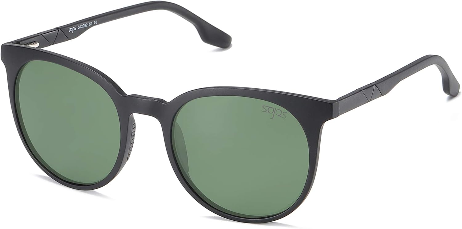 

Спортивные солнцезащитные очки SOJOS увеличенного размера с круглыми поляризованными линзами для женщин и мужчин, сверхлегкие спортивные солнцезащитные очки TR90 SJ2092, Matte Black/Dark Green