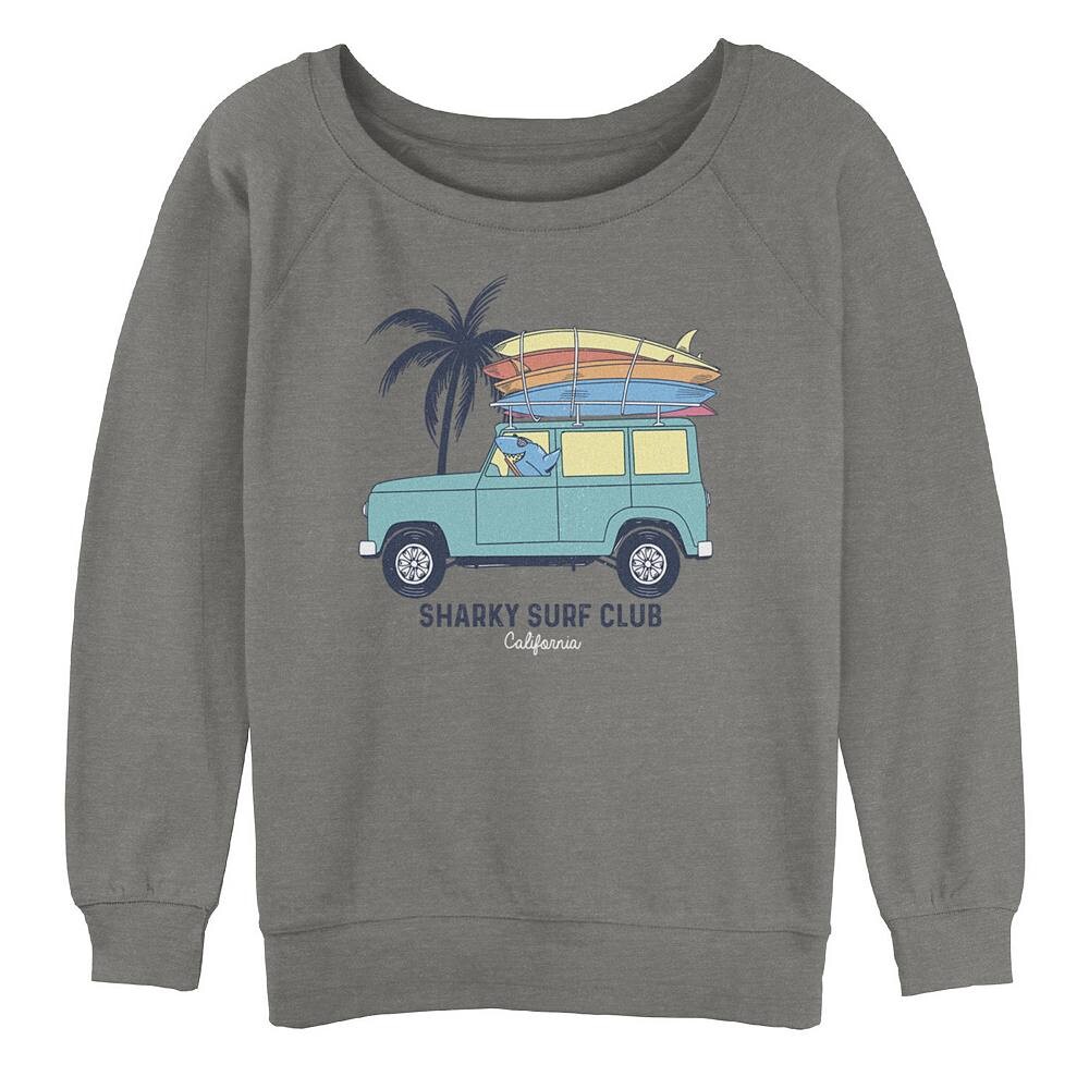 

Большой свитшот с рисунком Sharky Surf Club для юниоров Shark In Surfboard Van Licensed Character, цвет Gray Heather